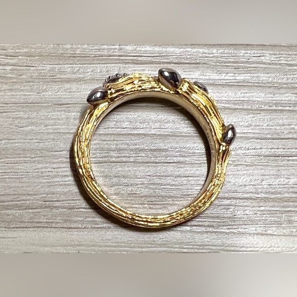 Stephen Dweck Diamonds Sterling Silver/Gold Vermeil Fortuna Twig Ring, Size 8 - Picture 5 of 11